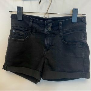 Black Mid rise denim shorts